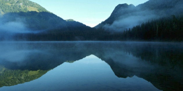 Reflection of mountains on surface of lake, September 2003