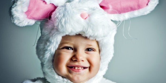 Cute baby girl dressed as bunny