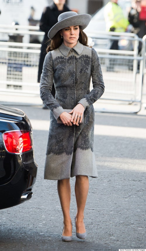 kate middleton in grey dress Zalie Off White Embroidered Halter Neck Midi Dress – Frock and Frill main image 1
