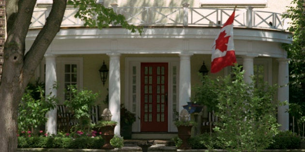 Front Porch with flag.