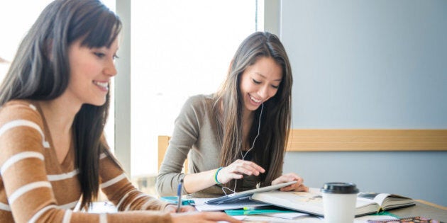 Students working together at desk