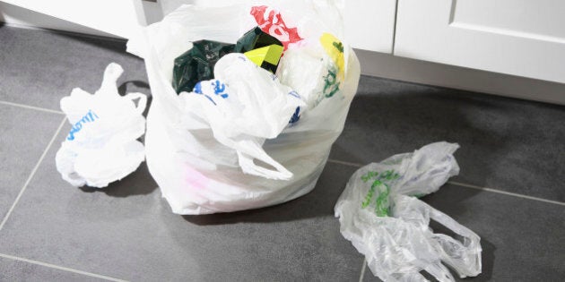 Domestic waste: free plastic shopping bags building up