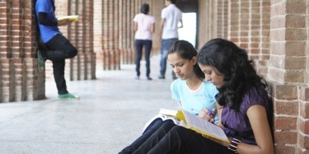 Group of Asian Students studying in college.