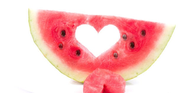 watermelon with heart isolated...