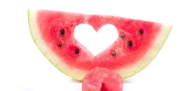 watermelon with heart isolated...