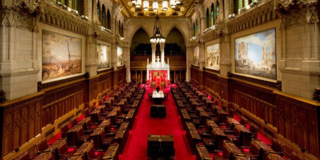 Overlooking the seat of the Canadian Senate, Parliament Hill, Ottawa Canada. The room is often called the Red Chamber.