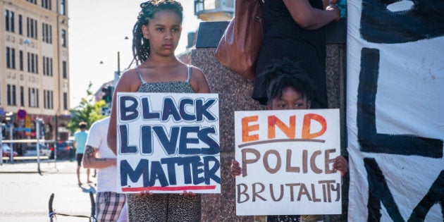 MÃ¶LLEVÃ¥NGSTORGET, MALMÃ¶, SKÃ¥NE, SWEDEN - 2016/07/21: Black Lives Matter demonstration. (Photo by Magnus Persson/Pacific Press/LightRocket via Getty Images)