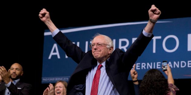 Democratic presidential candidate Sen. Bernie Sanders, I-Vt., center, acknowledges the cheering crowd after a rally Friday, Feb. 19, 2016, in Henderson, Nev. The Democratic presidential candidate has preferred rabble-rousing to the schmoozing required to get bills passed. So itâs not surprising that his 25-year congressional career is defined by what heâs opposed _ big banks, the Iraq War, the Patriot Act, tax cuts for the wealthy _ rather than what heâs accomplished. (AP Photo/Jae C. Hong)