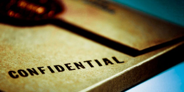 Close-up of a confidential envelope