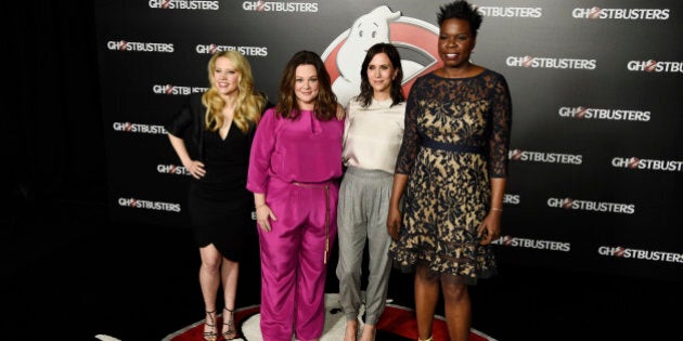 Kate McKinnon, from left, Melissa McCarthy, Kristen Wiig and Leslie Jones, cast members in the upcoming film