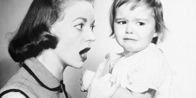 MOTHER SCOLDING CHILD NEAR TEARS, 1958