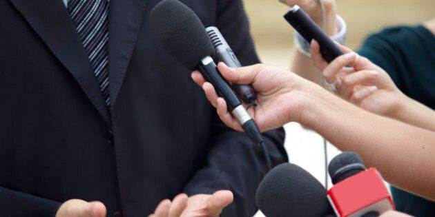 business meeting conference journalism microphones
