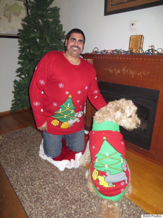 dog and owner christmas sweater