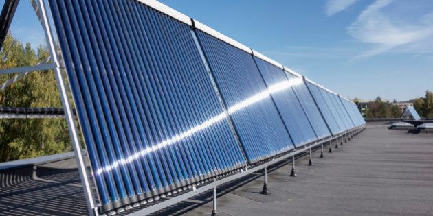 Estonia, solar panels on the roof of newly built kindergarten