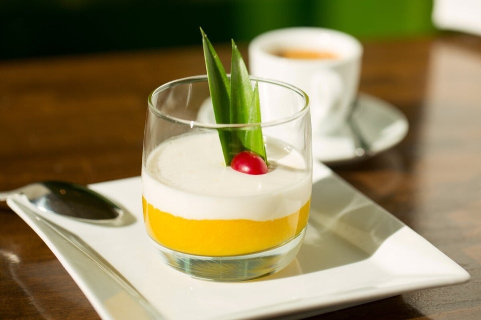 Coconut Milk and Mango Puree Panna Cotta