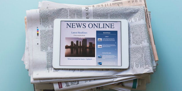 Tablet computer with news articles