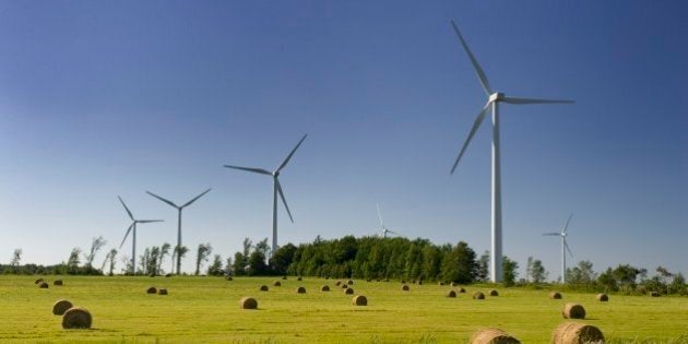 Electricity generating wind turbines in Shelburne, Ontario.