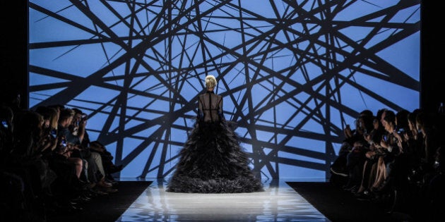 TORONTO, ON - MARCH 18: A model walks the runway wearing Stephan Caras 2016 collection during Toronto Fashion Week Fall 2016 at David Pecaut Square on March 18, 2016 in Toronto, Canada. (Photo by George Pimentel/Getty Images for IMG)