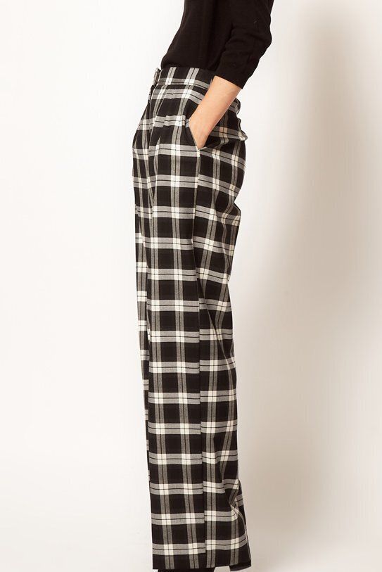ASOS Wide Leg Trousers In Check, $68