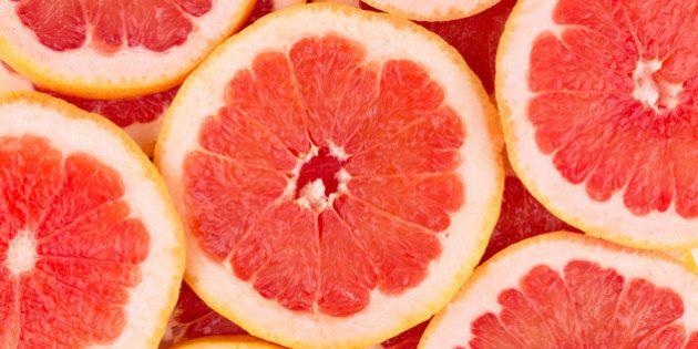 close up of sliced grapefruit...