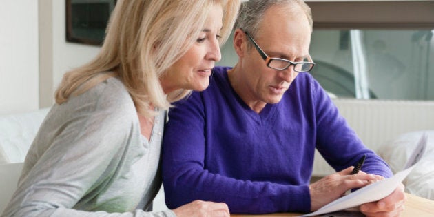 Couple sorting out bills