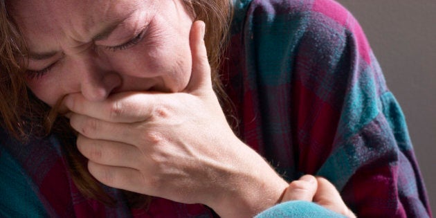 Abused woman crying