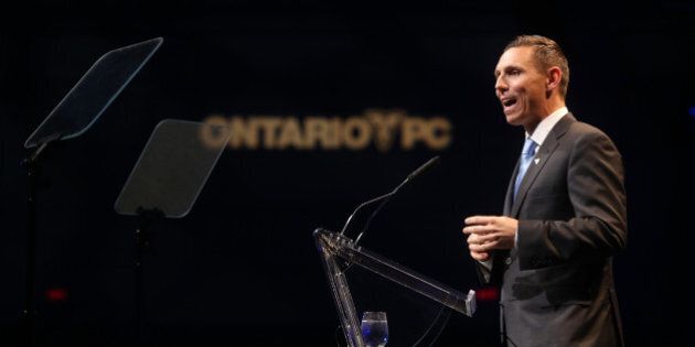 Toronto, Canada - June 17 - Ontario Progressive Conservative leader Patrick Brown addresses a full crowd during the Annual Leaders Dinner at the Metro Toronto Convention Centre. (Cole Burston/Toronto Star via Getty Images)