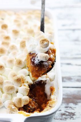 Candied Pecan And Marshmallow Sweet Potato Casserole