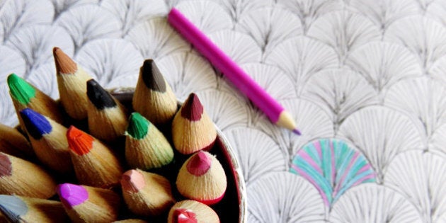 Colouring pencils and book for adults and kids to bring on mindfulness and creativity.