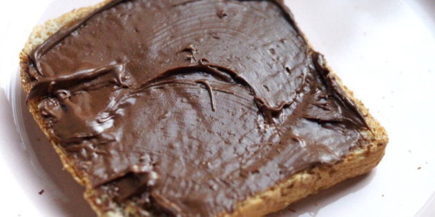 Toast with chocolate cream, treat, indulgence, high calories, nutella, toast/bread, breakfast