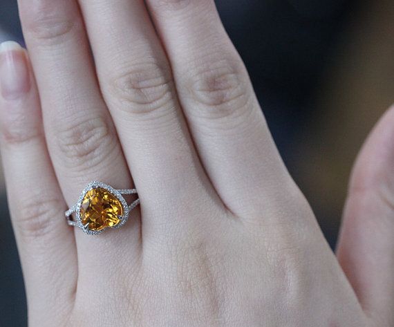 Citrine Diamond Engagement Ring