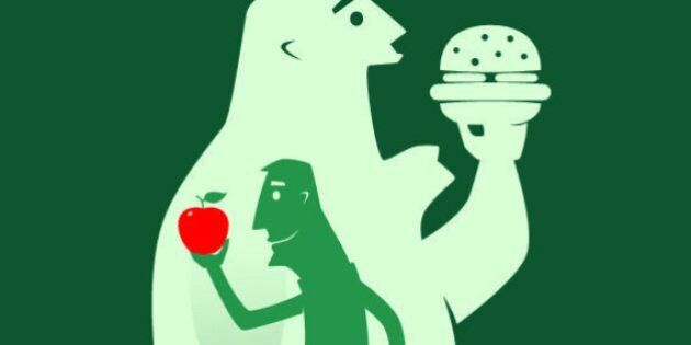 vector silhouette illustration of healthy eating...