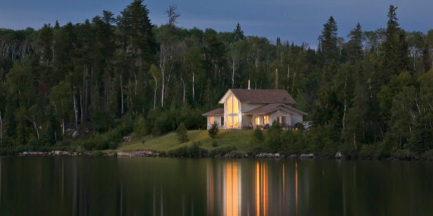 Cottage at night, Trout Lake, near Thunder Bay, Ontario