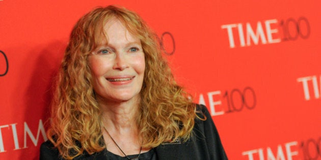 FILE - In this April 21, 2015 file photo, Mia Farrow attends the TIME 100 Gala in New York. Farrow took some Twitter heat Wednesday, July 29, for joining other angry social media posters and blasting out the business address of the dentist who killed the beloved lion Cecil in Zimbabwe. (Photo by Evan Agostini/Invision/AP, File)