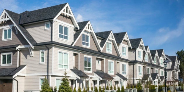 Row of the new townhouses in Richmond, British Columbia.