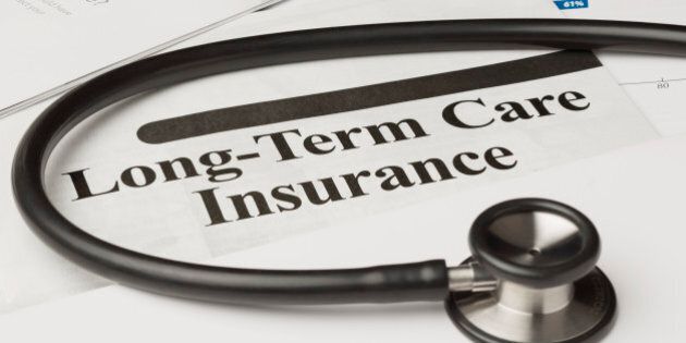 Long-term care insurance information, form and stethoscope.