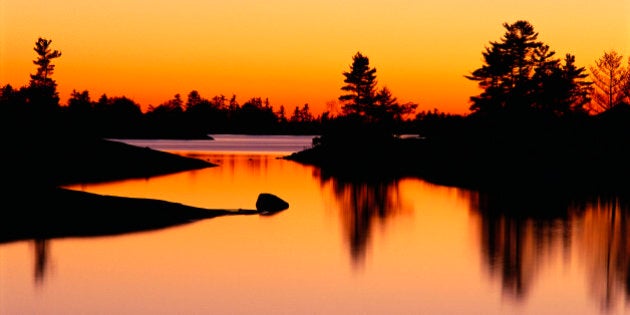 Sunset over Beausoleil Island Georgian Bay Islands National Park, Ontario, Canada