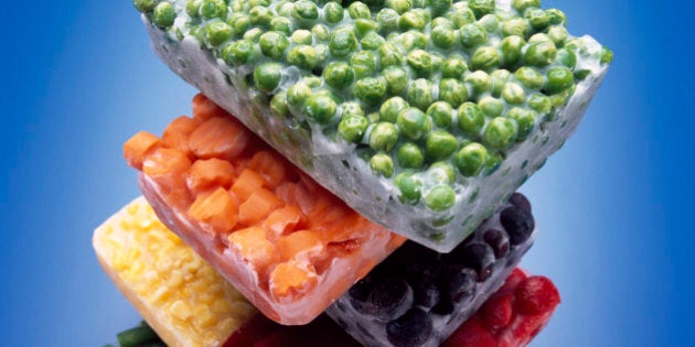 Stack of frozen vegetables