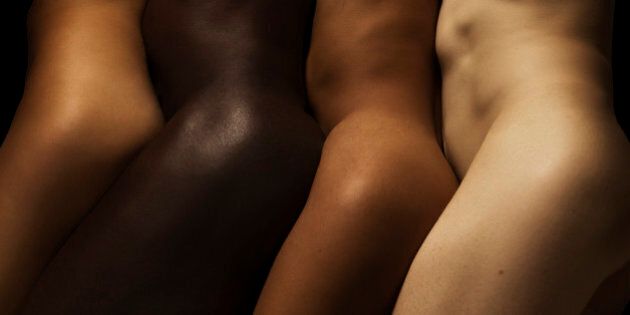 Four different skin coloured bodies in a row