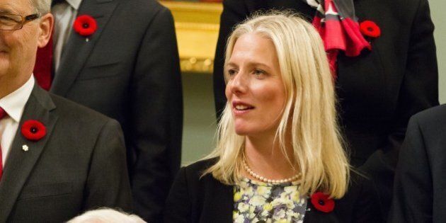 Canada's new environment minister Catherine McKenna poses for a photo with other cabinet members at Rideau Hall in Ottawa, Ontario, November 4, 2015. AFP PHOTO/ GEOFF ROBINS (Photo credit should read GEOFF ROBINS/AFP/Getty Images)