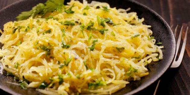 Spaghetti Squash with Garlic Herb Butter - Photographed on Hasselblad H3D2-39mb Camera