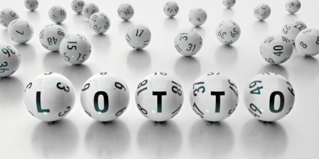 Lotto Balls in front of white background writing the word LOTTO, cutout