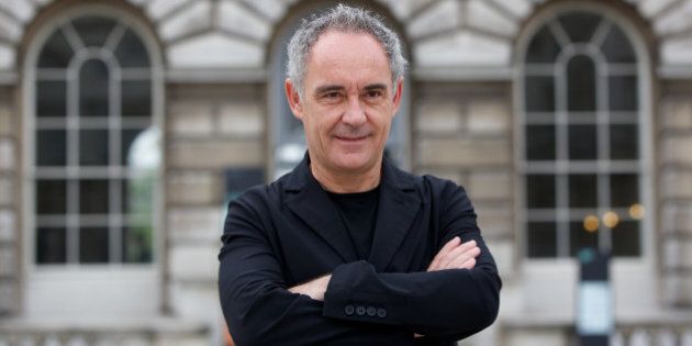 Spanish chef Ferran Adria poses in front of Somerset House at the launch of a new exhibition El Bulli: Ferran Adria and the Art of Food in London on July 4, 2013. The exhibition at Somerset House is a multimedia homage to the creativity and innovative skills of the legendary Catalan Spanish chef. AFP PHOTO / ANDREW COWIE (Photo credit should read ANDREW COWIE/AFP/Getty Images)