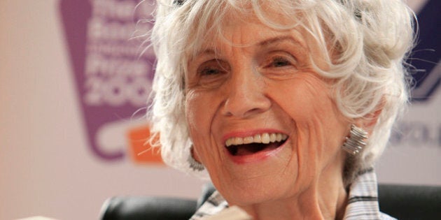 Canadian author Alice Munro holds one of her books as she receives her Man Booker International award at Trinity College Dublin, in Dublin, Ireland, on June 25, 2009. Canadian short story writer Alice Munro has won this year's Man Booker International Prize worth 60,000 pounds (95,000 US dollars, 70,000 euros). It is awarded every two years, and since its creation in 2005 has been given to Albania's Ismail Kadare and Nigeria's Chinua Achebe. The panel, which comprised writers Jane Smiley, Amit Chaudhuri and Andrey Kurkov, praised the 77-year-old for the originality and depth of her work. AFP PHOTO/ Peter Muhly (Photo credit should read PETER MUHLY/AFP/Getty Images)