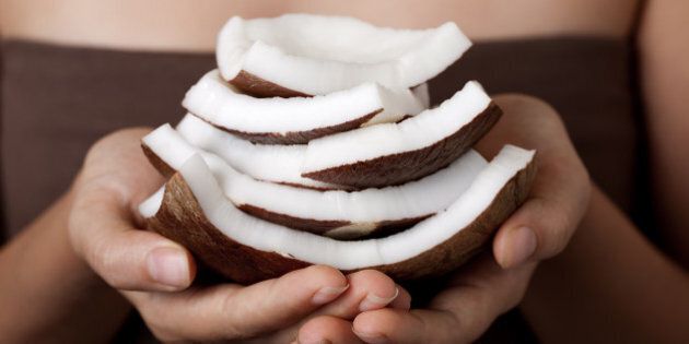 Coconut on hands. SPA collection.