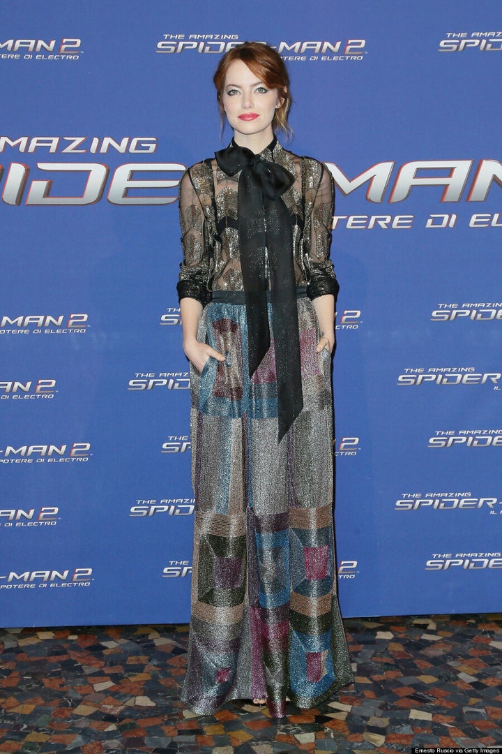 Emma Stone Suits Up in Saint Laurent at The Amazing Spider-Man 2