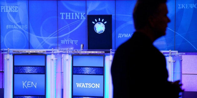 YORKTOWN HEIGHTS, NY - JANUARY 13: A general view of atmosphere at a press conference to discuss the upcoming Man V. Machine 'Jeopardy!' competition at the IBM T.J. Watson Research Center on January 13, 2011 in Yorktown Heights, New York. (Photo by Ben Hider/Getty Images)