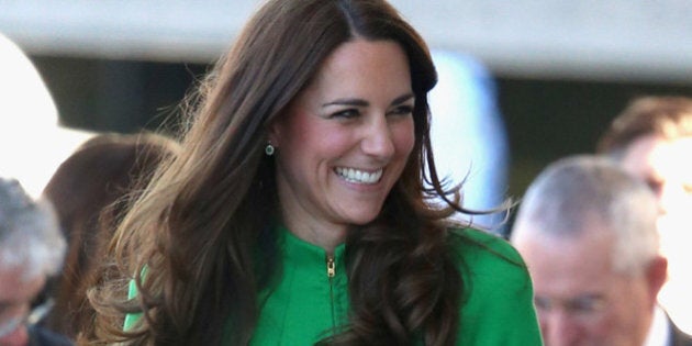 CANBERRA, AUSTRALIA - APRIL 24: Catherine, Duchess of Cambridge arrives at the Portrait Gallery on April 24, 2014 in Canberra, Australia. The Duke and Duchess of Cambridge are on a three-week tour of Australia and New Zealand, the first official trip overseas with their son, Prince George of Cambridge. (Photo by Chris Jackson/Getty Images)