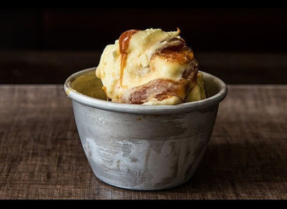 Olive Oil Saffron Ice Cream with Burnt Orange Caramel Swirl