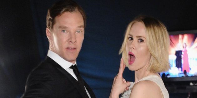 LOS ANGELES, CA - JANUARY 18: Actors Benedict Cumberbatch and Sarah Paulson attend the 20th Annual Screen Actors Guild Awards at The Shrine Auditorium on January 18, 2014 in Los Angeles, California. (Photo by Stefanie Keenan/WireImage)